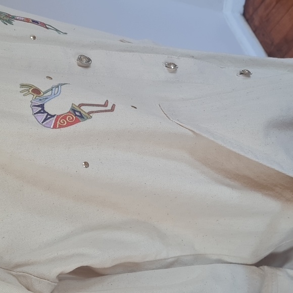 Cactus Jacket Western  Women Large Button Ivory Embroidered Embellished Pockets - Picture 13 of 17